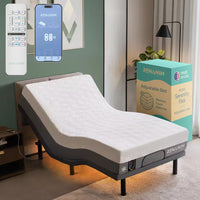 Gray Twin XL Adjustable Bed Frame with 12 In.Cooling Gel Memory Foam Mattress, Massage, USB, Under-Bed Light, Remote/App