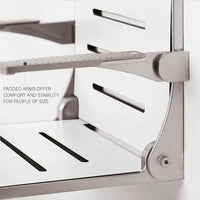 Silhouette Comfort Folding Wall Mount Shower Bench Seat with Arms, White Seat with Matte Black Frame