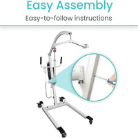Electric Patient Lift Built for Safe Home Transfers, 400lb Capacity, LCD Display, Swan Neck Design