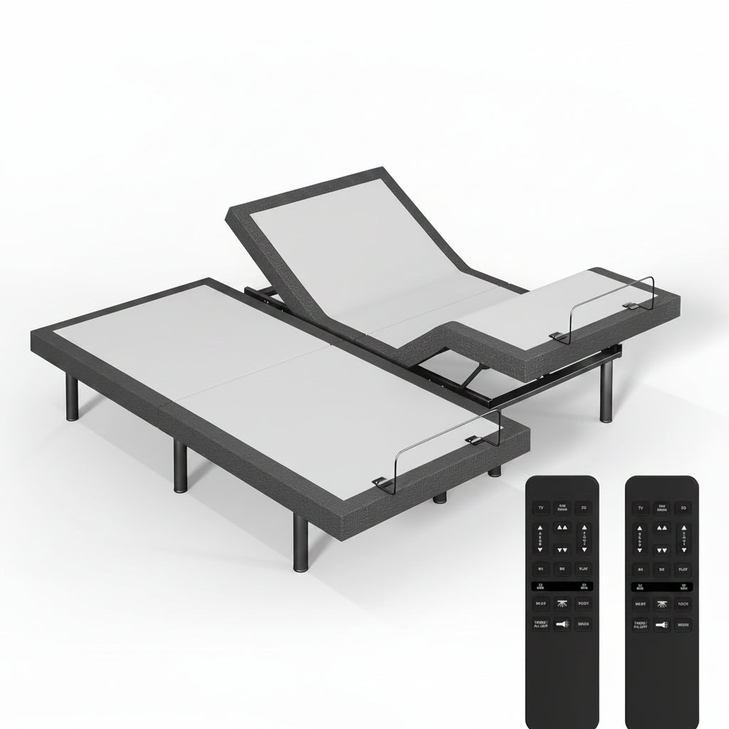 Adjustable Bed Frame with Wireless Remote - Comfortable Zero Gravity Massage with Head & Foot Incline, Dual USB Charge & Under-Bed Nightlights - Powder Coated Split King Adjustable Base