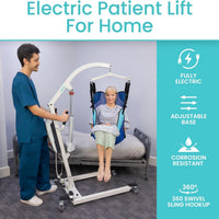 Electric Patient Lift Built for Safe Home Transfers, 400lb Capacity, LCD Display, Swan Neck Design