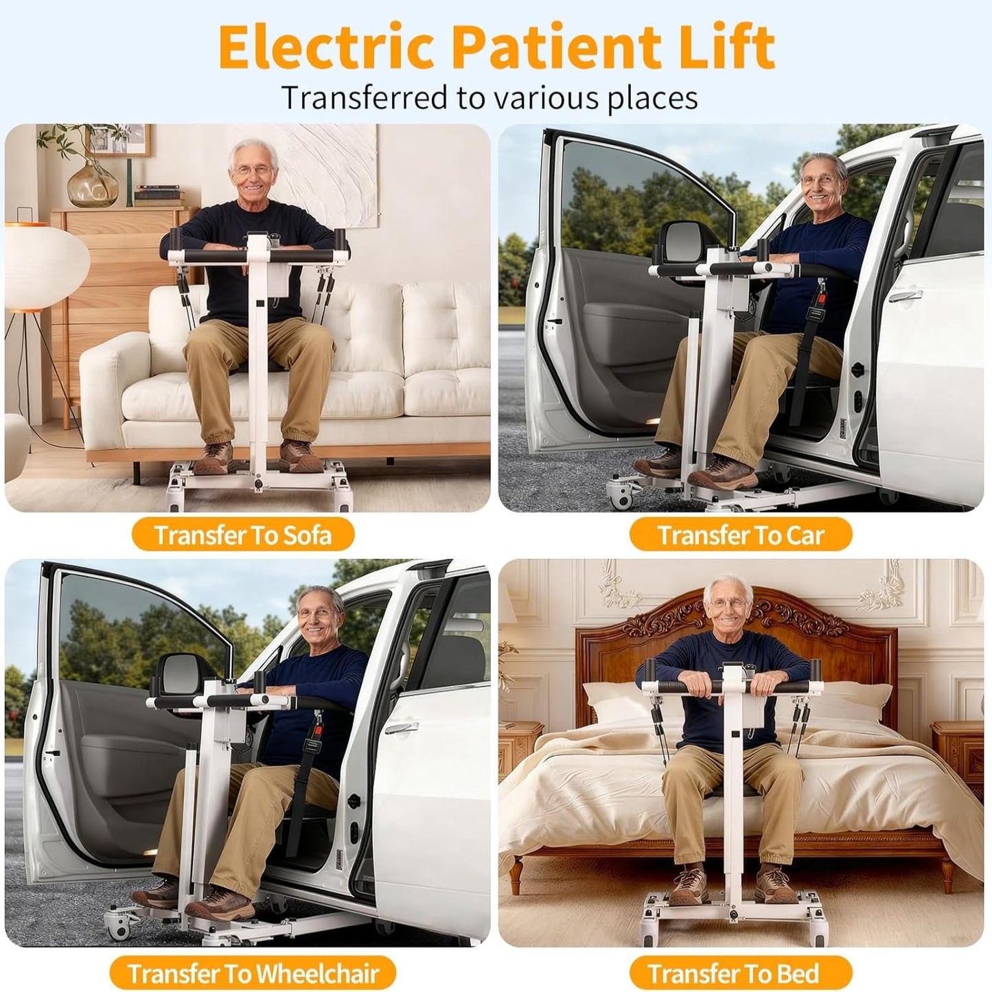 Upgrade Electric Transfer Lift - Foldable Patient Lift Transfer Chair for Car- Handicap Lift Shower Chair, Bathroom Wheelchairs Transfer Chairs for Seniors, Adults & Disabled