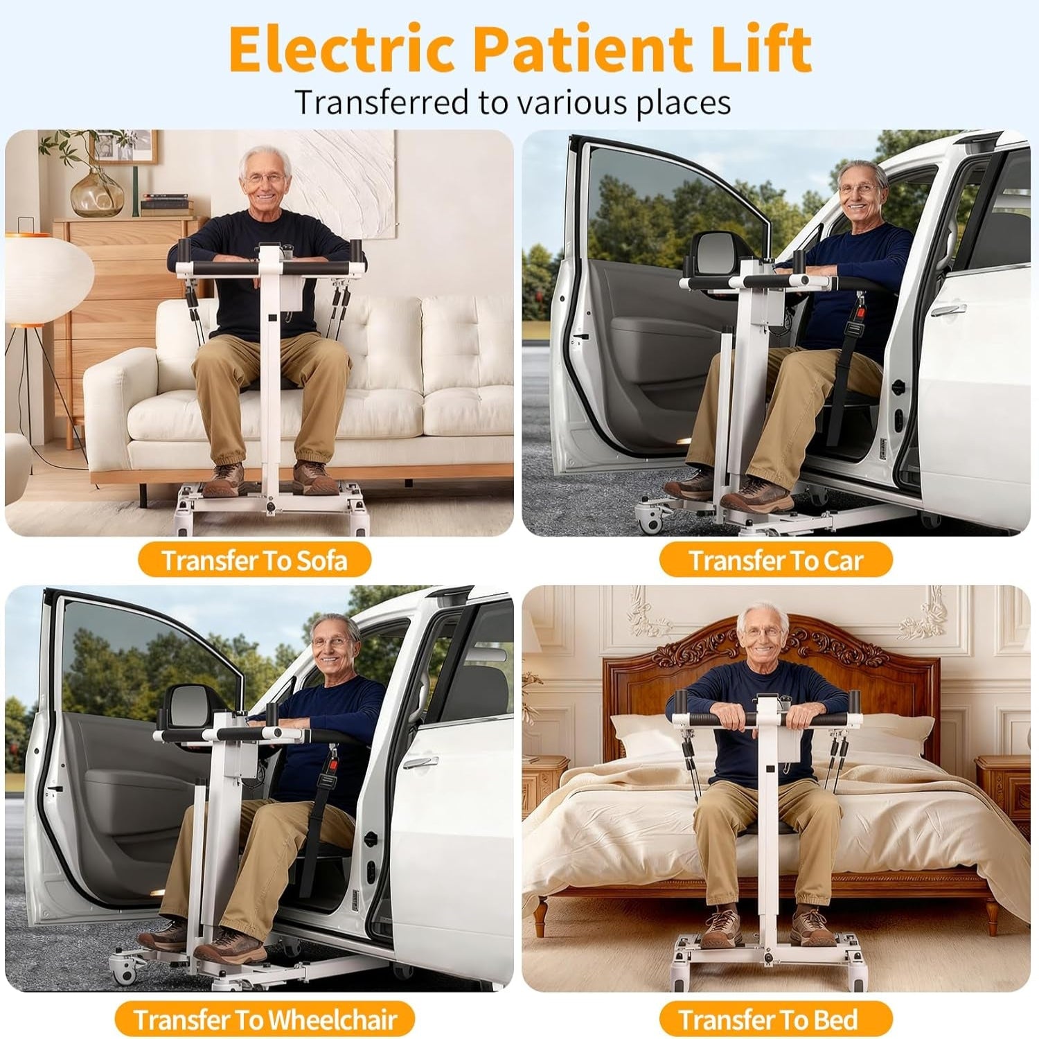 Upgrade Electric Transfer Lift - Foldable Patient Lift Transfer Chair for Car- Handicap Lift Shower Chair, Bathroom Wheelchairs Transfer Chairs for Seniors, Adults & Disabled