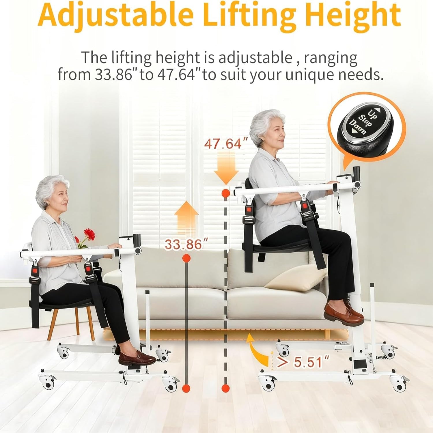 Upgrade Electric Transfer Lift - Foldable Patient Lift Transfer Chair for Car- Handicap Lift Shower Chair, Bathroom Wheelchairs Transfer Chairs for Seniors, Adults & Disabled