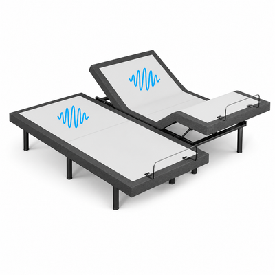 Adjustable Bed Frame with Wireless Remote - Comfortable Zero Gravity Massage with Head & Foot Incline, Dual USB Charge & Under-Bed Nightlights - Powder Coated Split King Adjustable Base