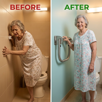 Extend-A-Hand Grab Bar Extension 12"X12"| Heavy-Duty Bathroom Safety Handrail, Non-Slip Stainless Steel Support Grab Bar for Elderly, Disabled & Injury Recovery. — Before & After