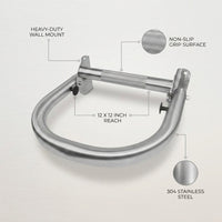 Extend-A-Hand Grab Bar Extension 12"X12"| Heavy-Duty Bathroom Safety Handrail, Non-Slip Stainless Steel Support Grab Bar for Elderly, Disabled & Injury Recovery. — infographic