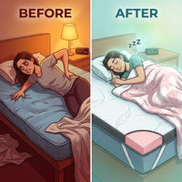 Full Size 3 Inch Mattress Topper Super, Thick Cooling Gel & Copper-Infused Memory Foam for College Dorm, Pressure Relief, Removable Washable Cover, Certipur-Us Certified (Full 3") — Before & After