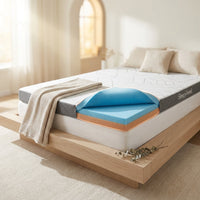 Full Size 3 Inch Mattress Topper Super, Thick Cooling Gel & Copper-Infused Memory Foam for College Dorm, Pressure Relief, Removable Washable Cover, Certipur-Us Certified (Full 3") — Studio Shot