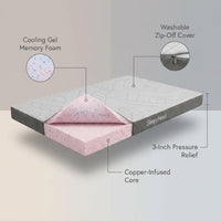 Full Size 3 Inch Mattress Topper Super, Thick Cooling Gel & Copper-Infused Memory Foam for College Dorm, Pressure Relief, Removable Washable Cover, Certipur-Us Certified (Full 3") — infographic