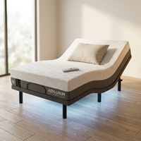 Gray Twin XL Adjustable Bed Frame with 12 In.Cooling Gel Memory Foam Mattress, Massage, USB, Under-Bed Light, Remote/App — Studio Shot
