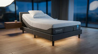 Gray Twin XL Adjustable Bed Frame with 12 In.Cooling Gel Memory Foam Mattress, Massage, USB, Under-Bed Light, Remote/App — Lifestyle