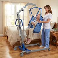 Portable Hydraulic Patient Lift for Home Use - 6 Point Spreader - with Electric Upgrade - Expandable Base, Compact — Lifestyle