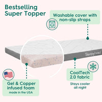 Full Size 3 Inch Mattress Topper Super, Thick Cooling Gel & Copper-Infused Memory Foam for College Dorm, Pressure Relief, Removable Washable Cover, Certipur-Us Certified (Full 3")