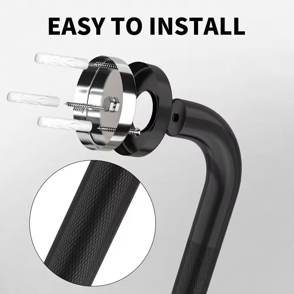 36 In. anti Slip Shower Grab Bar in Black, Knurled Bathroom Grab Bar, Safety Hand Rail Support for Handicap Elderly