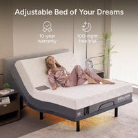 Gray Twin XL Adjustable Bed Frame with 12 In.Cooling Gel Memory Foam Mattress, Massage, USB, Under-Bed Light, Remote/App