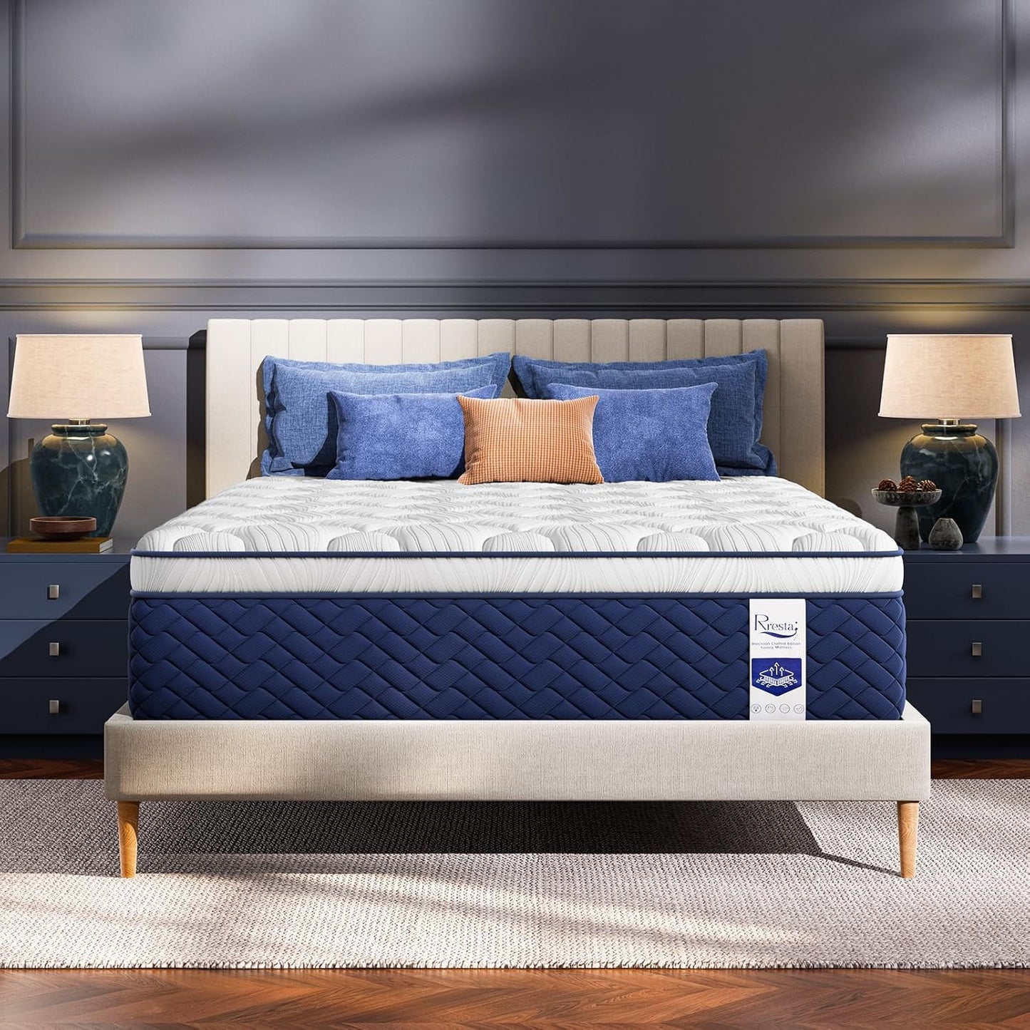 Firm Queen Mattress 14 Inch - Hotel Collection Hybrid Mattress with 7-Zone Support for Spinal Alignment, Extra Back & Hip Support, Fiberglass-Free, Certipur-Us Certified, 365-Night Trial