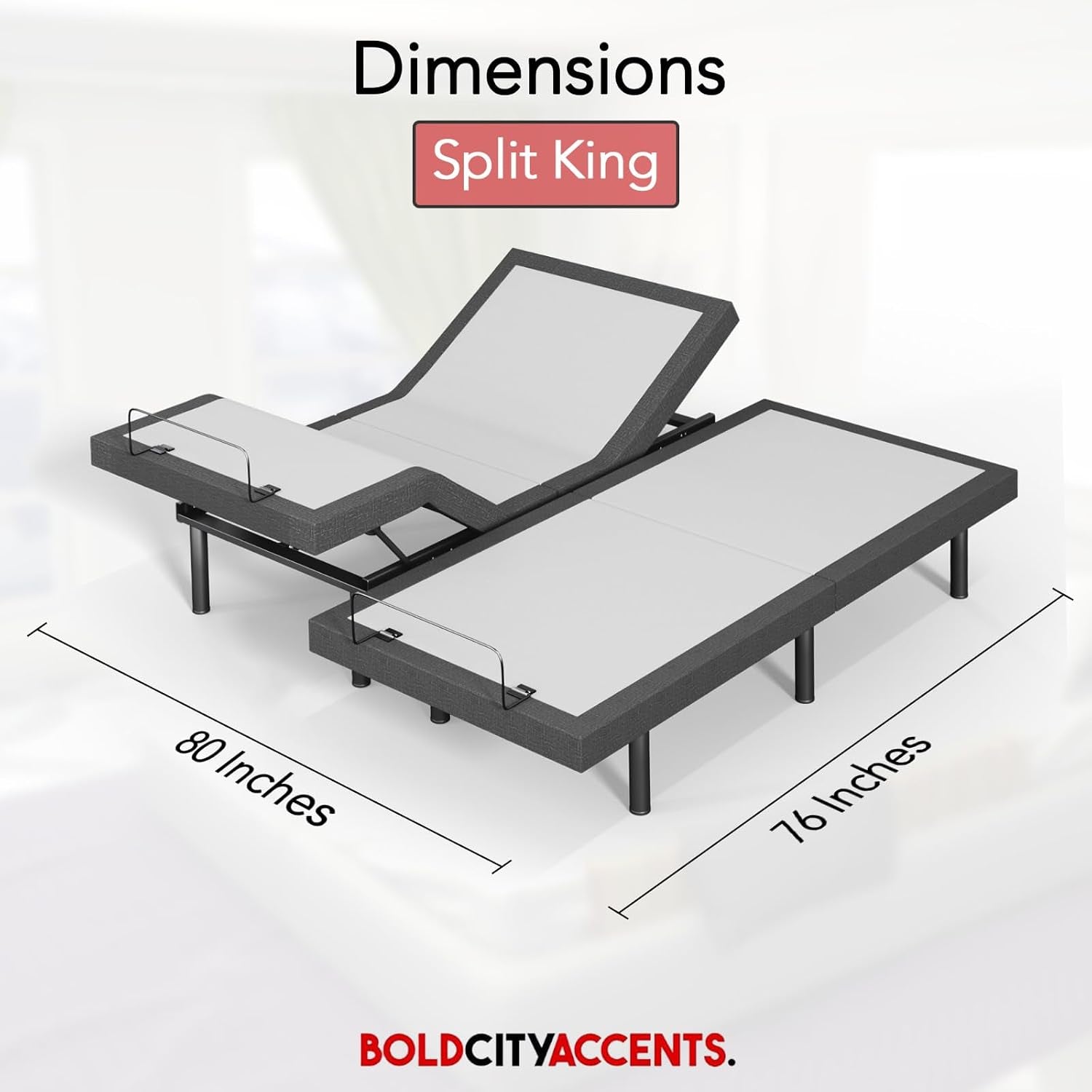 Adjustable Bed Frame with Wireless Remote - Comfortable Zero Gravity Massage with Head & Foot Incline, Dual USB Charge & Under-Bed Nightlights - Powder Coated Split King Adjustable Base