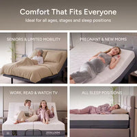 Gray Twin XL Adjustable Bed Frame with 12 In.Cooling Gel Memory Foam Mattress, Massage, USB, Under-Bed Light, Remote/App
